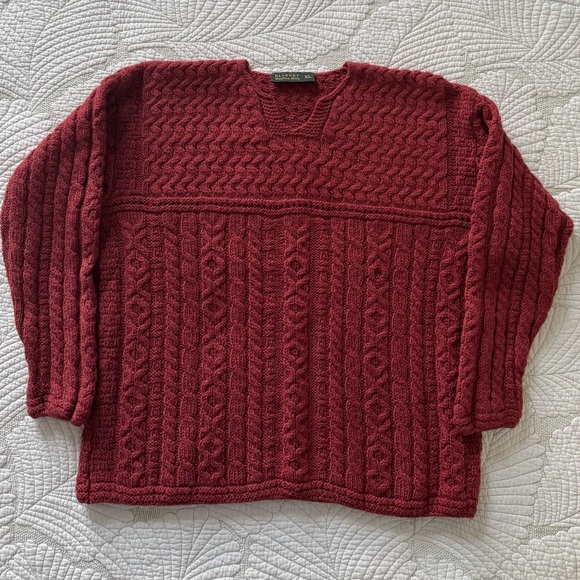 Classic Coral Irish Wool Cable Knit Sweater- Size XL - Picture 1 of 10